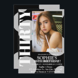 Invitation Photo moderne Black 30th Birthday Party<br><div class="desc">Black moderne 30th Birthday Party Photo Invitation... . "Tourner 30 n'a jamais été aussi chic ! Faites de votre anniversaire un anniversaire inoubliable avec notre Audacieuse Typographie Moderne 30e anniversaire Invitation de fête. Soyez unique, soyez audacieux, soyez VOUS ! 🌸 ✨ Attrapez dès maintenant votre invitation Bold Typographie ! 💌...</div>