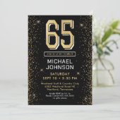Invitation Photo moderne Black 65e anniversaire (Debout devant)