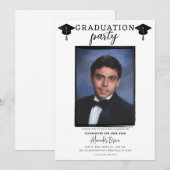 Invitation Photo moderne Black Frame Trendy Graduation Party (Devant / Derrière)
