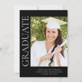Invitation Photo moderne Black White Graduation Party 2024 (Dos)