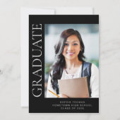 Invitation Photo moderne Black White Graduation Party 2025 (Dos)