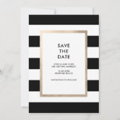 Invitation Photo moderne Black White Stripe Rose Gold Foil (Devant)