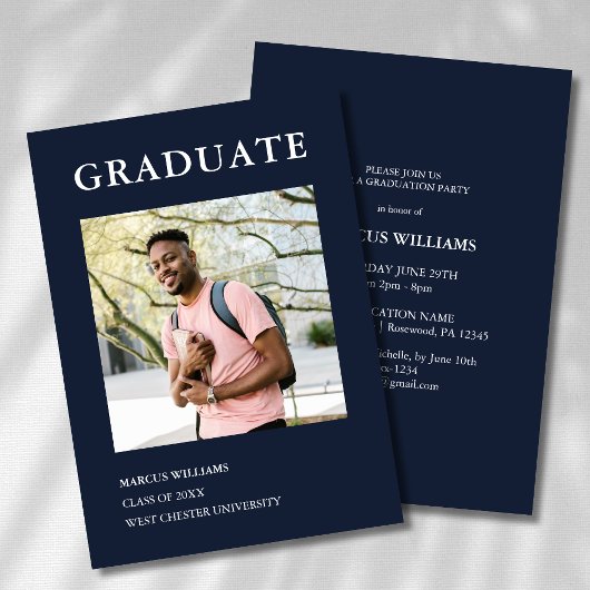 Invitation Photo moderne Blue 2025 Graduation