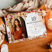 Invitation Photo moderne Boho Floral 18ème anniversaire de la