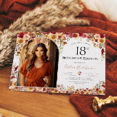 Invitation Photo moderne Boho Floral 18ème anniversaire de la