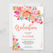 Invitation Photo moderne Boho orangé graduation florale (Devant)