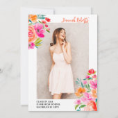 Invitation Photo moderne Boho orangé graduation florale (Dos)