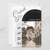 Invitation Photo moderne Bold Black & White Diplôme islamique (Devant)