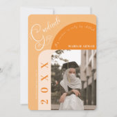 Invitation Photo moderne Bold Orange Diplôme islamique (Devant)