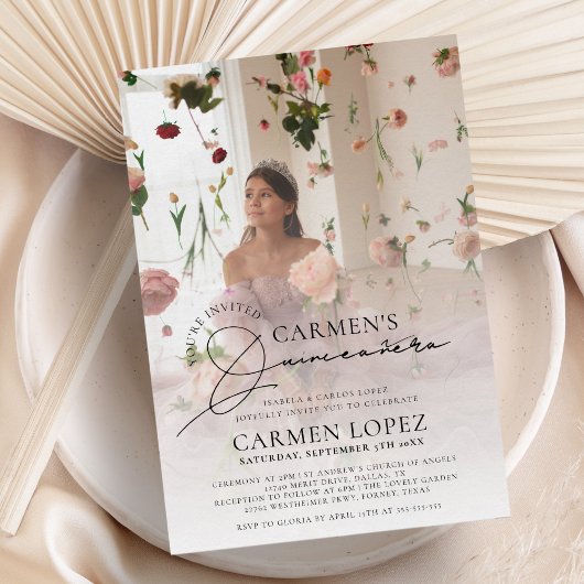 Invitation Photo moderne branchée Quinceanera Anniversaire