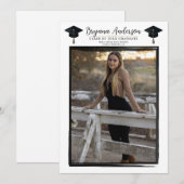 Invitation Photo moderne cadre noir tendance Cap Graduation t (Devant / Derrière)