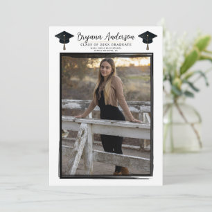Invitation Photo moderne cadre noir tendance Cap Graduation t