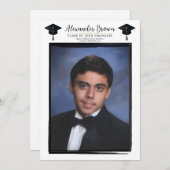 Invitation Photo moderne cadre noir tendance Cap Graduation t (Devant / Derrière)