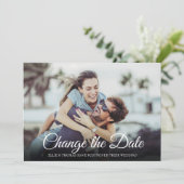 Invitation Photo moderne Changer la date reportée Annulée (Debout devant)