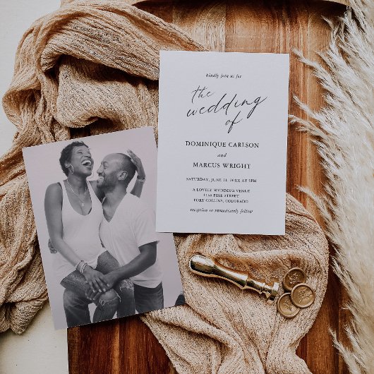 Invitation Photo moderne Chic Calligraphie Mariage élégant