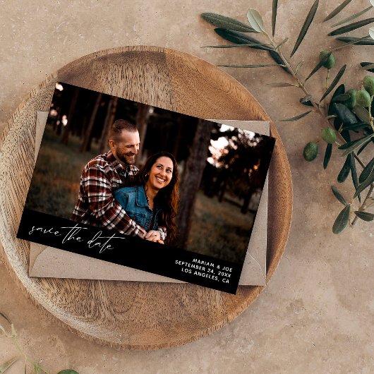 Invitation Photo moderne chic horizontale Enregistrer la date