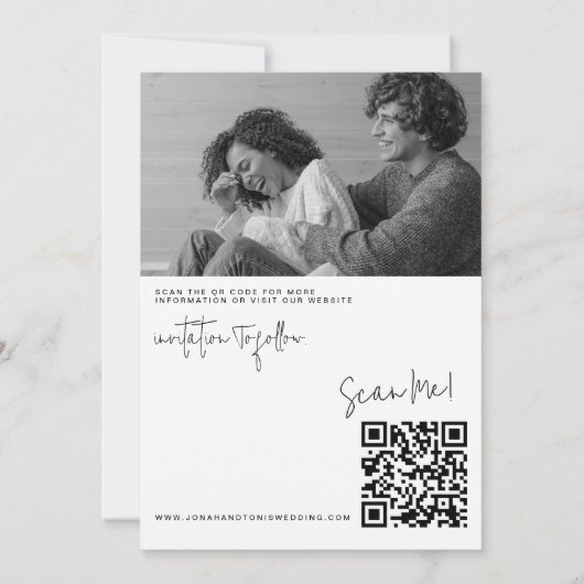 Invitation Photo moderne Code QR personnalisé Enregistrer la  (Dos)
