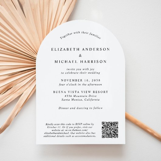 Invitation Photo moderne Code QR Tout en un Mariage Arch