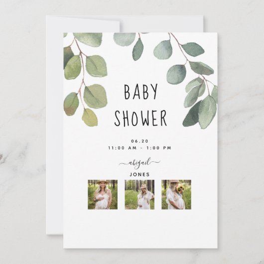 Invitation Photo moderne Collage Baby shower de verdure (Devant)