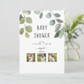 Invitation Photo moderne Collage Baby shower de verdure (Debout devant)