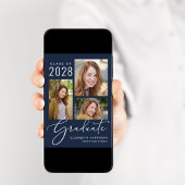 Invitation Photo moderne Collage Blue Graduation Party