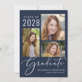 Invitation Photo moderne Collage Blue Graduation Party (Devant)