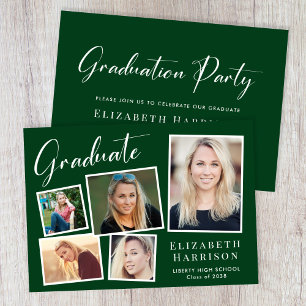 Invitation Photo moderne Collage Green Graduation Party