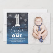 Invitation Photo moderne Cute Boy 1er anniversaire (Devant)
