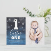 Invitation Photo moderne Cute Boy 1er anniversaire (Debout devant)
