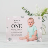 Invitation Photo moderne Cute Custom Baby 1er anniversaire (Debout devant)