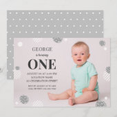 Invitation Photo moderne Cute Custom Baby 1er anniversaire (Devant / Derrière)