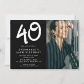 Invitation Photo moderne de la fête du 40e anniversaire (Devant)