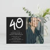 Invitation Photo moderne de la fête du 40e anniversaire (Debout devant)