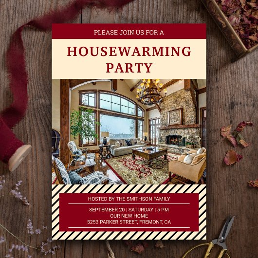 Invitation Photo moderne de la Fête du Chauffage de Ménage Ro