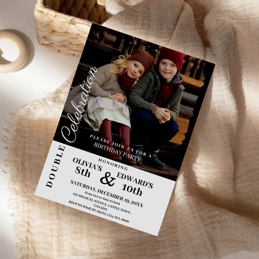 Invitation Photo moderne Double fête Anniversaire