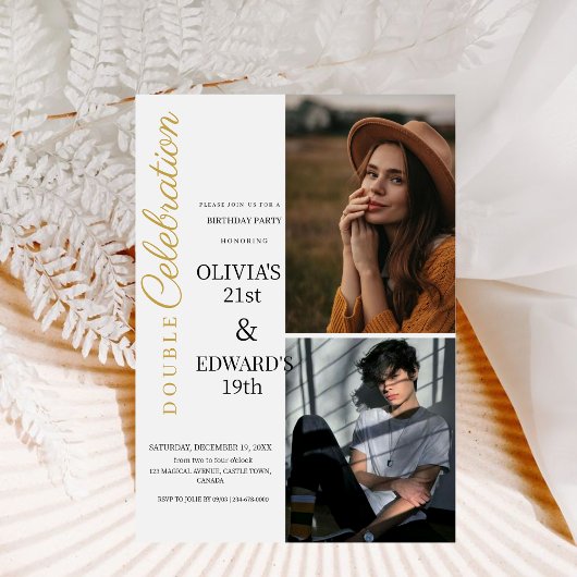 Invitation Photo moderne Double fête d'anniversaire