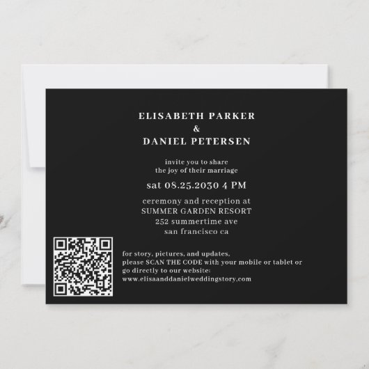 Invitation Photo moderne drôle décontracté QR CODE mariage (Dos)