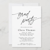 Invitation Photo moderne Elegant Black and White Grad Party (Devant)