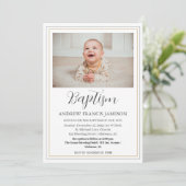 Invitation Photo moderne Elegant Christian Gold | Baptême (Debout devant)