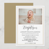 Invitation Photo moderne Elegant Christian Gold | Baptême (Devant / Derrière)
