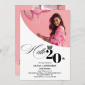 Invitation Photo moderne élégante 20e fête d'anniversaire (Devant / Derrière)