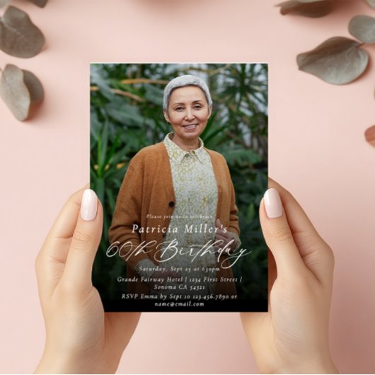 Invitation Photo moderne élégante 60e anniversaire de fête