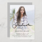 Invitation Photo moderne élégante de graduation de dégradé de (Devant / Derrière)