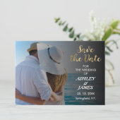 Invitation Photo moderne élégante Enregistrer la date Gold Sc (Debout devant)