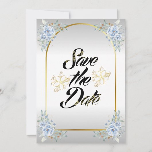 Invitation Photo moderne élégante Enregistrer la date Or Flor (Dos)