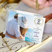 Invitation Photo moderne élégante Enregistrer la date Or Flor