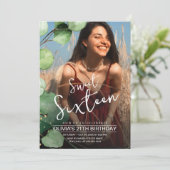 Invitation Photo moderne élégante Rustic Sweet 16 Anniversair (Debout devant)