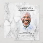 Invitation Photo moderne en marbre Célébration de la vie / Fu (Devant / Derrière)