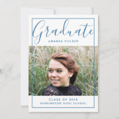 Invitation Photo moderne encadrée d'obtention du diplôme | Bl (Devant)