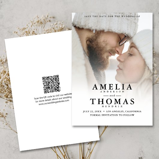 Invitation Photo Moderne Enregistrer La Date QR Code Mariage